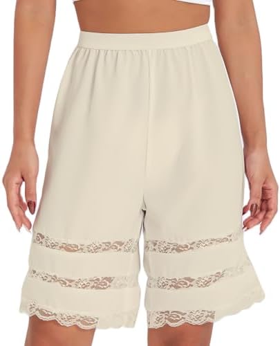 Lace Bloomers for Women Half Slip Shorts Elastic Waist Loose Pajama Lounge Shorts Slips Sleepwear