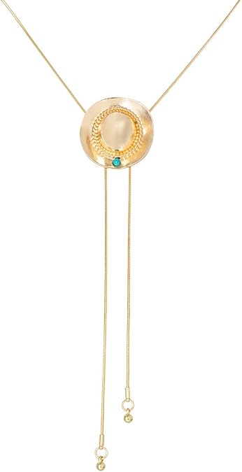 Western Gold Longhorn Bull Head Bolo Tie Necklace Adjustable Cow Skull Lariat Y Necklace Cowboy Southwest Jewelry for Men & Women