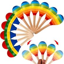 24 Pcs Maracas Hand Percussion Rattles 7.87 Inch Wooden Rumba Shaker Maracas for Adults Kids Maracas Musical Instrument Mexican Fiesta Wood Maracas(Mexican Color & Rainbow)