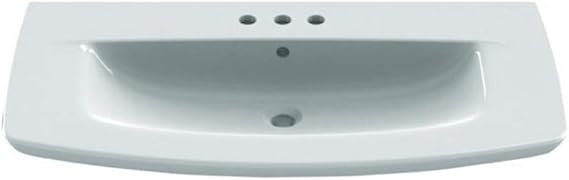 083700-U-Three Hole City K Rectangle Ceramic Wall Mounted/Self Rimming Sink, White