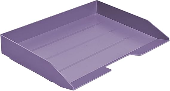 Acrimet Stackable Letter Tray Single Side Load, Plastic, Desktop File Organizer (Solid Purple Color) (1 Unit)