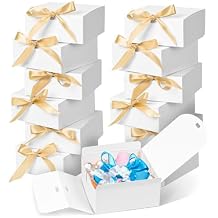 WLUSEAXI 12pack Small Gift Boxes with Lids for Presents, 4.5''x4.5''x2'' Black Gift Boxes with Ribbons, Party Boxes for Packaging Wedding, Present, Birthday, Holiday, Galentine's Day