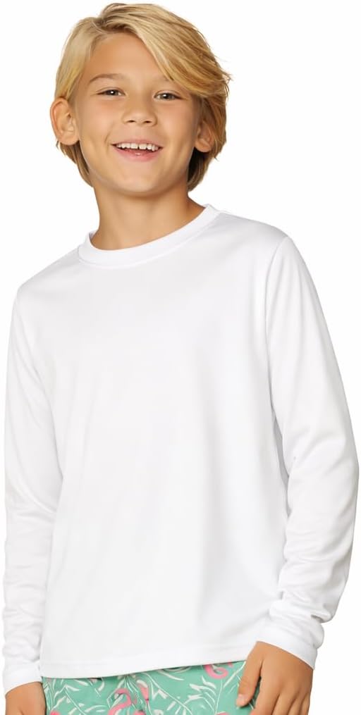 INGEAR Boys Rash Guard Long Sleeve Swim Shirt - Quick Dry UPF 50+, Kids Fishing Shirt, Dry fit Shirts for Boys Sizes XS-XL