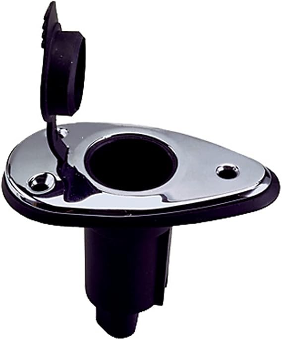 Perko 1048P00DP Chrome-Plated 2-Pin Plug-In Light Base with 5 Rake - 3.5" x 2" Base