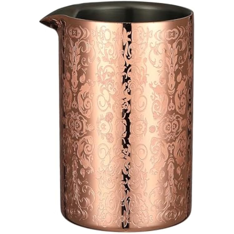 Etched 18oz Cocktail Mixing Glass, Stirring Glass, Mixing Tin,Bar Mixing Pitcher Double-walled and Vacuum Insulated for Temperature Consistency Spirit CopperPlated