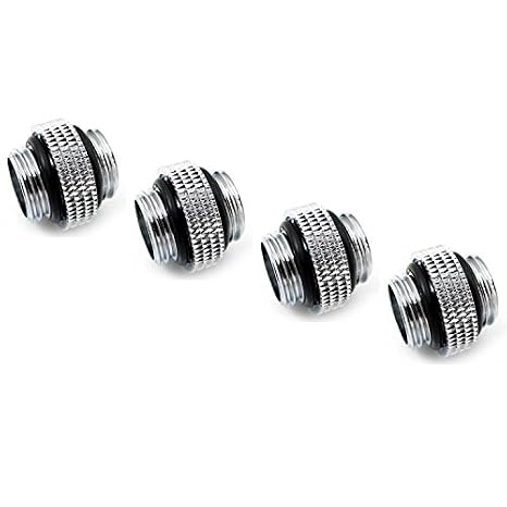 XSPC G1/4" 5mm Male to Male Fitting, Chrome, 4-Pack