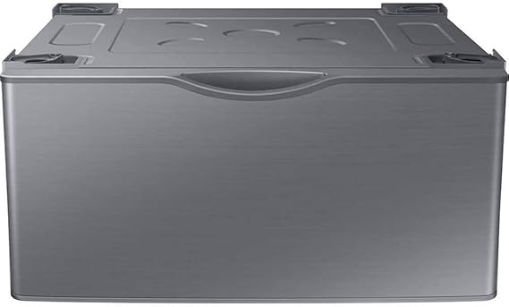SAMSUNG 27-Inch Washer Dryer Pedestal Stand w/ Pull Out Laundry Storage Drawer, Stainless Steel, WE402NP/A3, Platinum