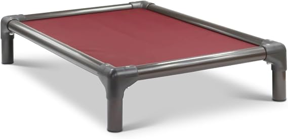 Kuranda Chewproof Elevated Dog Bed - Walnut PVC - 30" x 20" - Cordura Nylon - Burgundy