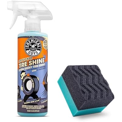 Chemical Guys Tire Kicker Sprayable Extra Glossy Tire Shine With Applicator Works on Rubber, Vinyl & Plastic Safe for Cars, Trucks, Motorcycles, RVs & More, 16 fl oz