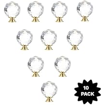 Boahaus Crystal Ball Knobs Gold Base, 10 Pack Clear Glass Drawer Pulls for Dresser, Cabinet, Vanity, or Furniture