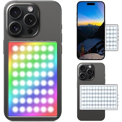 Portable LED Selfie Light Dual Sided Video Conference Lighting with Strong Magnetic Attraction Rechargeable 750mAh, Multipurpose Photography RGB Light for iPhone Phone Webcam Laptop Photo Makeup