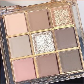eye shadow 9 colors eyeshadow palette eyeshadow stick eye shadow palette makeup Eyeshadow brush glitter Eyeshadow primer cream long lasting waterproof (pink grey)