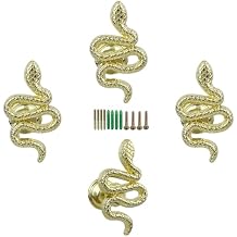 Snake Coat Hooks, Animal Wall Hooks, for Hanging Jackets, Bags, Wardrobes, Towels, Scarves, Kitchen Walls 4 Pieces (Gold)