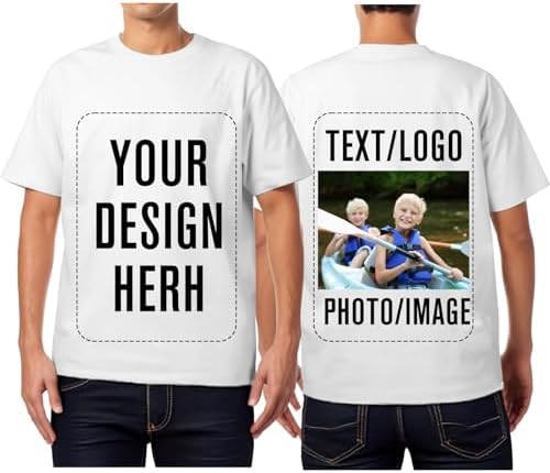 Custom T Shirts for Men Personalized Shirts Design Your Own with Text, Images & Logo Customized Tees with Front & Back Print