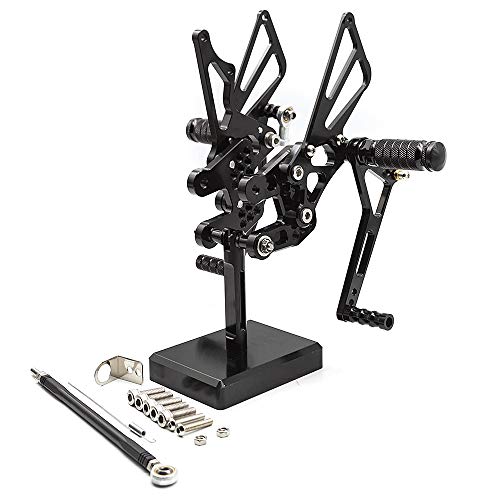 CNC GSXR1000 07-08 Motorcycle Rearset Foot Pegs Rear Set Footrests Fully Adjustable Foot Boards Compatible with GS-X-R GSXR 1000 GSXR1000 GSX-R1000 2007 2008 Black