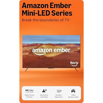 Amazon Ember 75" Mini-LED Series with Fire TV (newest model), QLED 4K UHD smart TV, Dolby Vision IQ, 144hz gaming mode, Ambient Experience, find shows faster with Alexa+