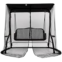 Patio Swing Mosquito Netting for 2-3 Seater Swing, Black Patio Swing Mosquito Netting Outdoor Mesh Screen with Zipper Opening and Roof Waterproof Tent,1.25x1.85x2.05 m (Net Only)