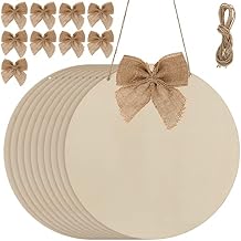 KEILEOHO 10 PCS 12 Inch Wood Circles Rounds with Holes, Unfinished Wood Rounds, Blank Round Wood Circles for Ornaments, Wooden Plaque Disc Cutouts for DIY Projects, Coasters, Wood Burning, Decor