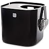 Modkat Top-Entry Litter Box - Covered Cat Litter Box with Swivel Lid - Full Height Seamless Base, Leak-Proof, Reduces Litter Tracking - Reusable Liner & Sifting Scoop Included (Black)