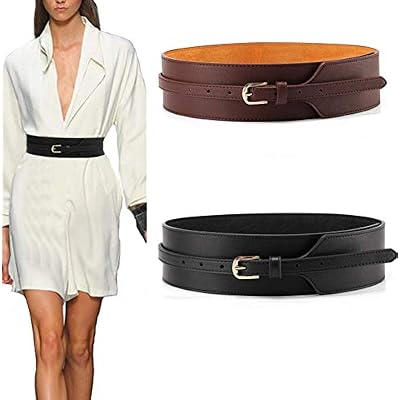 Women Wide Knotted Belt Design PU Leather Waistbands Simple Width Belt