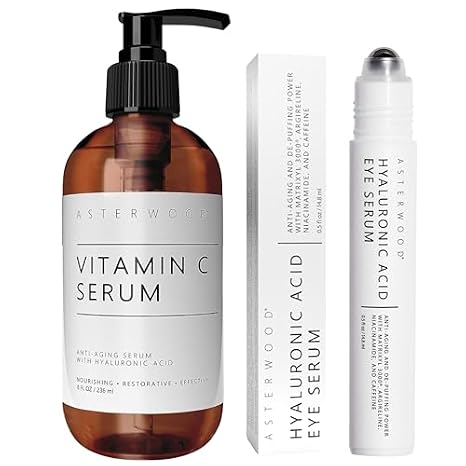 Asterwood Vitamin C Serum 8 oz + Hyaluronic Acid Eye Serum