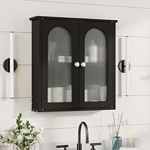 Black Bathroom Wall Cabinet,Bathroom Cabinet Wall Mounted with Arched,Medicine Cabinets Over Toilet,Surface Mount Medicine Cabinet for Laundry Room,Kitchen,Storage Cabinet 22x23