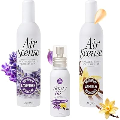Air Scense Essential Oil Air Freshener, Non-Aerosol, 7 Ounce, 3 Pack Lavender Vanilla Bundle