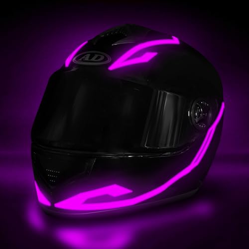 Motorcycle Helmet Light, 3 Modes Driving EL Light Strips, Led Helmet Light Strip, Night Riding Signal Light Decoration Kit, Battery, Purple