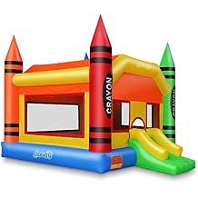 Cloud 9 Crayon Bounce House with Slide, Large Inflatable Bouncer for Kids, Without Blower