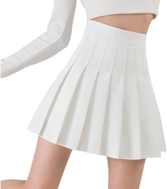 Womens Short Skirts - Fashion Lining Shorts Harajuku Skirt Girls Women High Waisted Plain Pleated Skirt Skater Ten