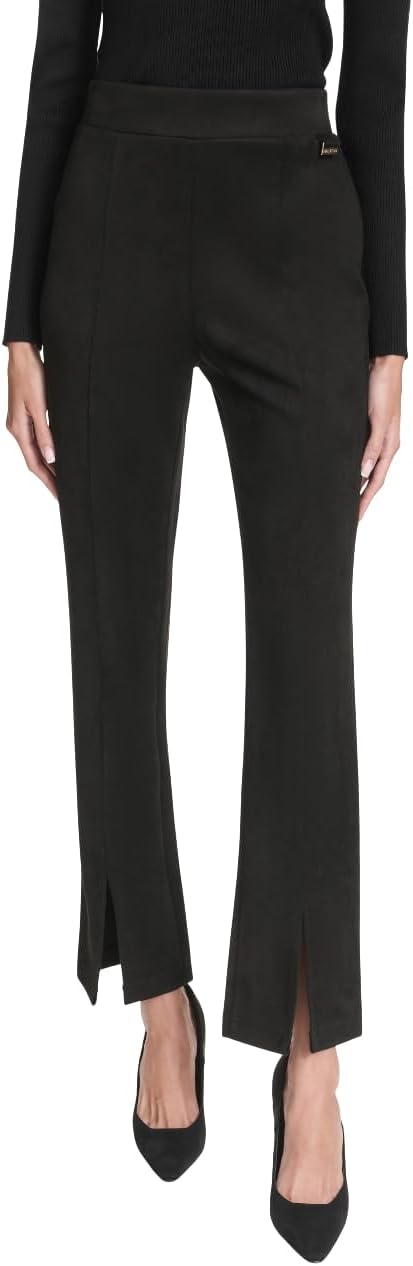 Halston Women's Split Front Pull on Faux Suede Pants