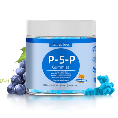 P5P Gummies 50mg, P5P Vitamin B6 Supplement for Adults & Kids, More Efficient Vitamin B6, Energy, Metabolism, Brain, Cognition, Immune Health, Non GMO, Gluten Free, Vegan, Sugar Free, Grape, 120