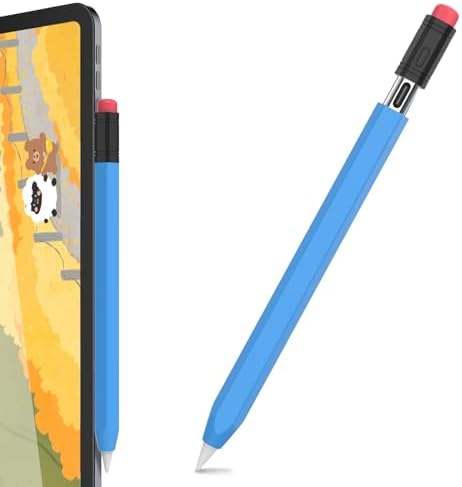 LJFLYXRI Classic Dual-Color Silicone Cover Compatible with Apple Pencil USB-C Protective Sleeve,Perfect Grip & Protection, Promotes Comfort and Nostalgia,Compatibility Magnetic Charging Blue