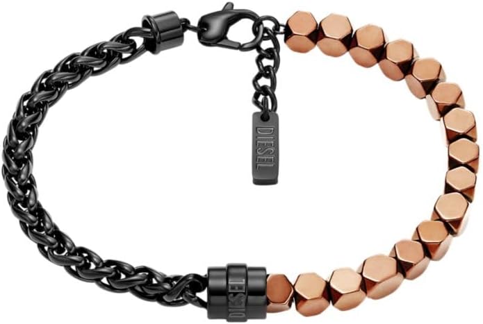 Diesel Stainless Steel and Hematite Beaded Bracelet (Model: DX1648931)