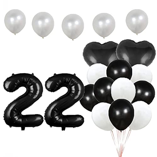 Sweet 22th Birthday Balloon 22th Birthday Decorations Happy 22th Birthday Party Supplies Black Number 22 Foil Mylar Balloons Latex Balloon Gifts for Women,Men