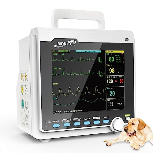 CONTEC Veterinary Patient Monitor Multi 6 Parameters Monitor for Pets Cats Dogs Animals Use in Home Clinic CMS6000VETPrinter