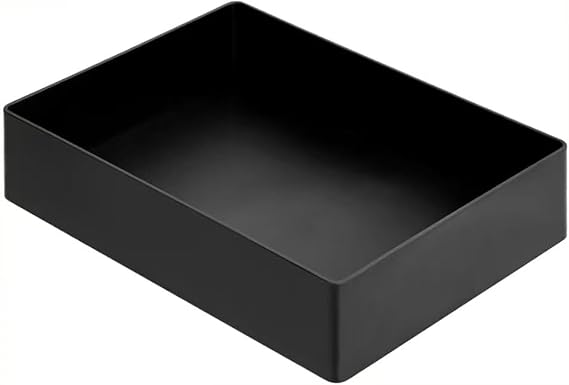 Amazon Basics Rectangular Plastic Desk Organizer with Storage Trays, Accessory Tray for Office Supplies and Pen Holder, 9.4 x 6.7 x 2 inch, Black