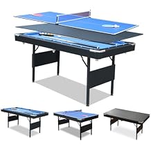 5.3 Ft 3 in 1 Multi Game Table with Accessory Package,Mini Bumper Pool Table,Mini Ping Pong Table Foldable,Folding Pool Table Dining Table,Combo Game Table for Family Games Room