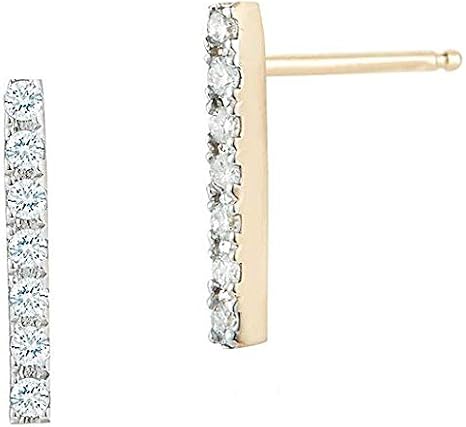 Mini Yellow Gold Diamond Bar Earring