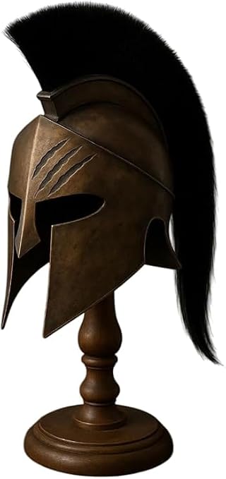 Limited Edition 300 Movie King Leonidas Spartan Helmet With Wooden Stand,18G Spartan Warrior For Halloween