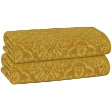 2 Pack Damask Hand Towel, Bath Towel, and Bath Sheet Towel, 100% Cotton Yarn Dyed, Lux Drying Experience, Great for Hands and Body, Perfect for Spa & Home Use (Aqua, Bath Sheet)