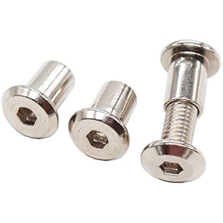 binifiMux 10-Set M8x20mm Hex Rivet Countersunk Socket Cap Bolts and Hex Head Conntector Cap Nuts for Furnitures Cribs Chairs, Nickel Plated