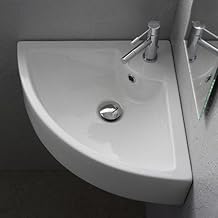 Scarabeo 8007/E-One Hole Square Ceramic Wall Mounted/Vessel Corner Sink, White