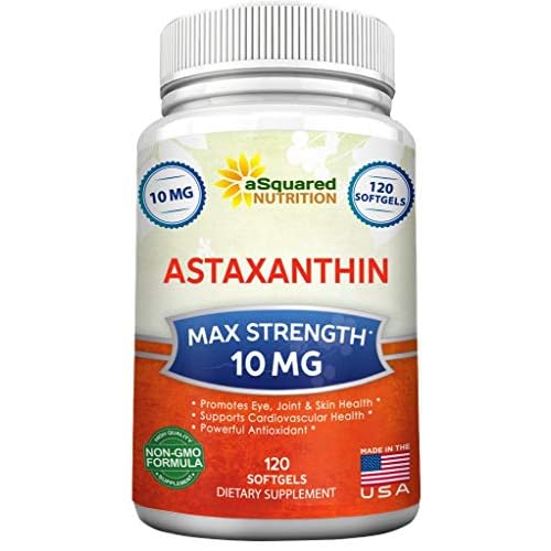 aSquared Nutrition Astaxanthin Supplement - Natural Astaxanthin Pills from Haematococcus Pluvialis Extract for Pure Energy - Max Strength 10mg - 120 Softgels