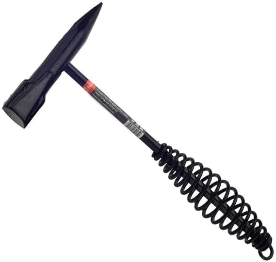 Edward Tools Welding Chipping Hammer - Heavy Duty 17 oz Slag Hammer with Chisel Head and Slag Removal Tool - Coil Spring Handle for Buffer - Forged Fine Steel