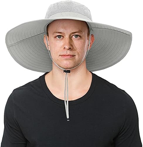 IYEBRAO Mens Super Wide Brim Sun Hat UPF50 UV Protection Waterproof Large Brim Bucket Hat for Fishing Hiking Camping