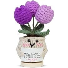OASSIE Birthday Gifts for Daughter - Handmade Emotional Support Crochet Tulip with Card - Inspirational Appreciation Mothers Day Graduation Gifts for Women Daughter Granddaughter