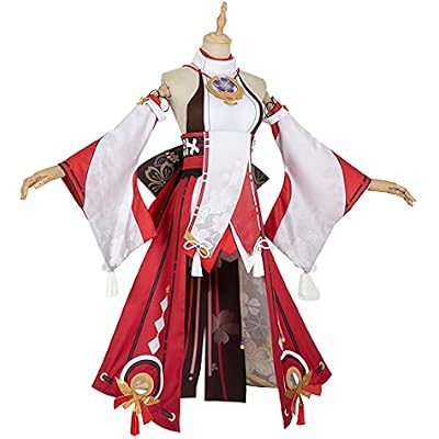 BBDI Genshin Impact Outfits, Yae Miko Cosplay Costume Full Set with Headwear for Game Role-Playing - XS