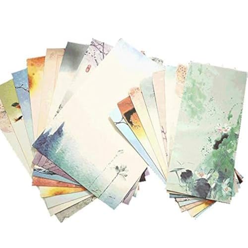 Retro A4 Stationery Paper and Envelopes Set,Letter Paper and Old Age Paper,Writing Paper and Printer Paper,32 Sheets Stationary Paper and 12 EnvelopesRetro