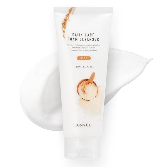 EUNYUL Daily Care Rice Foam Cleanser 5.07 fl. oz. / 150ml Korean Skincare Face Wash with Rice water
